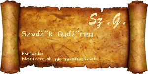 Szvák György névjegykártya